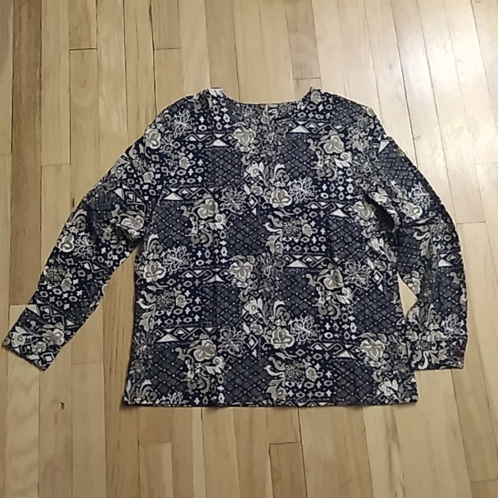 Lauren Alexandra Collection Top SIZE 14 Blue Tan